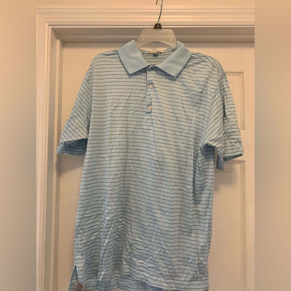 VTG Peter Millar blue striped polo shirt